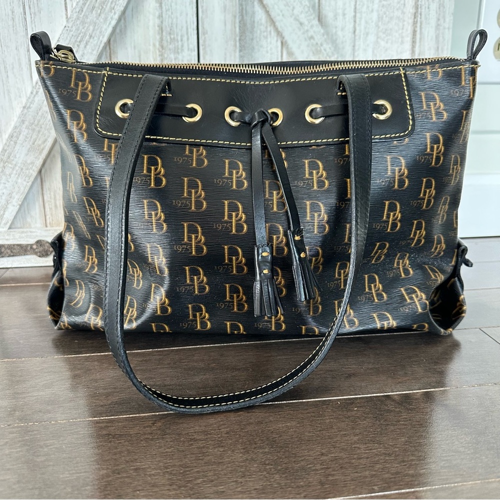 Dooney & Bourke Black and Brown Shoulder Bag